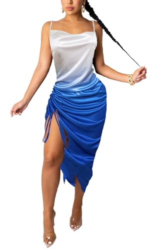 Image of Club Dress Sexy Dress for Women Wedding Party Birthday Cocktail Spaghetti Strap Satin Side Ruched Midi Mini Dress