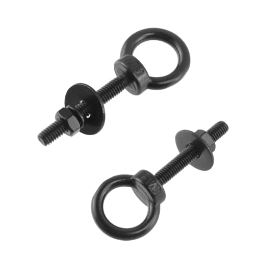Image of Antrader Lifting Shoulder Eye Bolts,M6 Eye Bolt,M6 x 40mm,Black,6 Sets | Stainless Steel Eyebolts with Lock Nuts,Lock Washers,Flat Washers