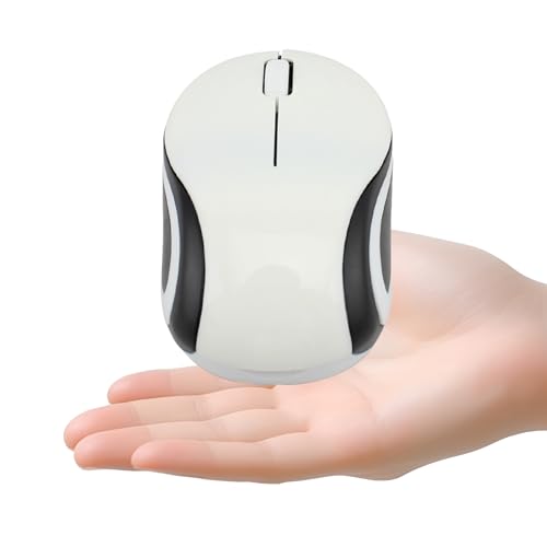 elec Space Mini Small Wireless Mouse for Kids Children 3-7 Years Old Child Size Optical Portable Mini Cordless Mice with USB Receiver for Laptop Computer (White)