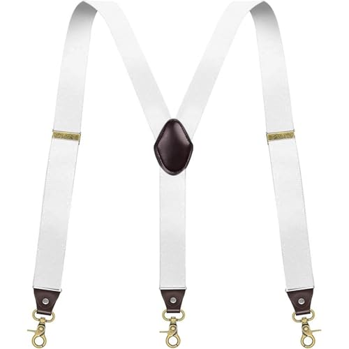 Image of Suspenders for Men, Adjustable Suspenders Gold Clip with Elastic Straps Y-Back Construction Heavy Duty for Work
