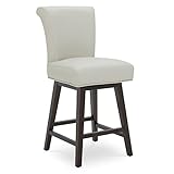 CHITA Modern 26' Counter Height Swivel Barstool, Upholstered Faux Leather Swivel Stool, Creamy Gray