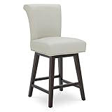 CHITA Modern 26' Counter Height Swivel Barstool, Upholstered Faux Leather Swivel Stool, Creamy Grey