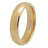 TUTISS 5mm Gold Tungsten Rings for Men Women Engagement Wedding Bands Domed Polished Comfort Fit Size 11