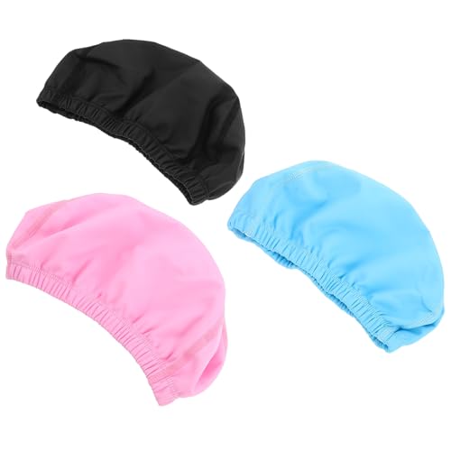 GALPADA 3pcs Waterproof Pu Swim Caps for Adults – Large Size Elastic Swimming Hats for Men and Women, Soft Fabric Swim Caps for Pool, Spa, and Hair Protection