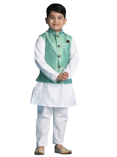 Veste Nehru Kurta Garçon Soie Jacquard VASTRAMAY Costume Traditionnel Indien Enfant