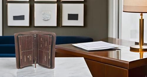 Image of Sukeshcraft Multiple Cheque Book Holder | Original Leather Holds Upto 8 Cheque Books (2Tone Brown)