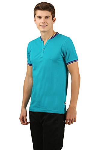 Image of Zebu Men's Half Sleeve Cotton Henley Neck Tshirt with bio wash (Pack of 1).