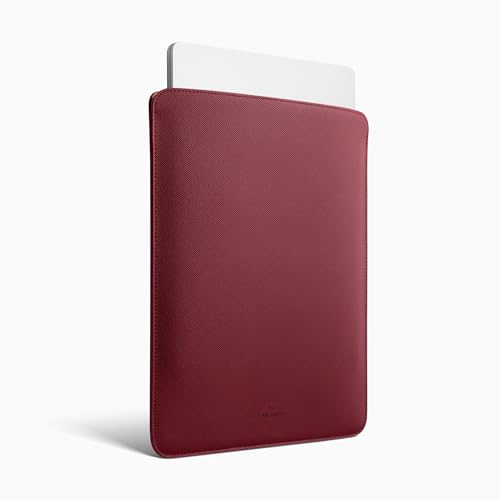 Image of Comfyable Laptop Sleeve 13 Inch Precisely Compatible with MacBook Air M4 2025-2018 & MacBook Pro M2 2022 M1 2020-2016, Genuine Leather Cover Case, Wine Red