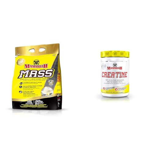 MAMMOTH MASS: Weight Gainer, High Calorie Protein Powder Workout Smoothie Shake, Meal Replacement & Creatine 300gm