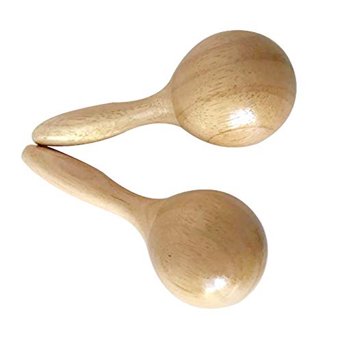 2pcs de Madera Orff Musical Instrumentos de percusión para niños Maraca Rattle Herramienta de Juguetes