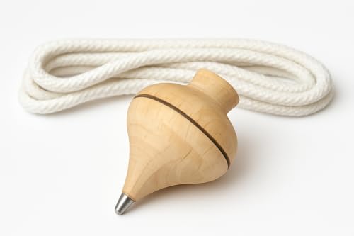 Peonza madeira clássica. Diâmetro: 6 cms. Altura: 9 cm. Com cordel.