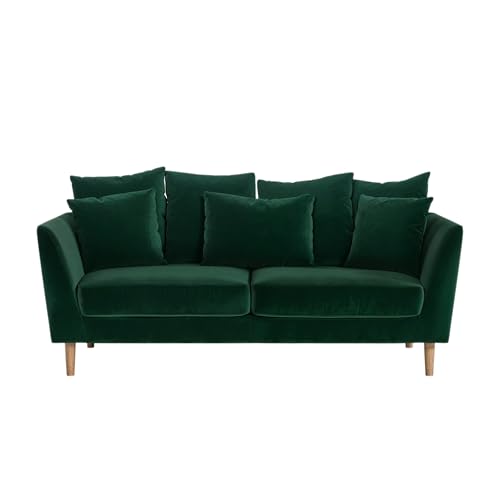 Solace+Co - 3 Seater Sofa, Luxurious Velvet Sofa, Lounge Sofa with Foam-Filled Cushions for Exceptional Comfort, Modern and Timeless, Easy Assembly (Bottle Green)