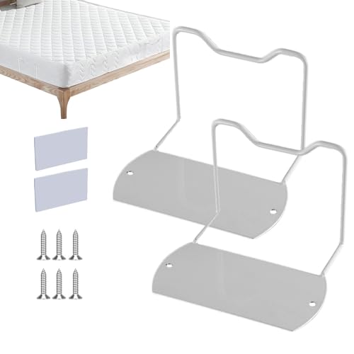 Tope de cama con retenedor de colchón, 2 marcos de metal antideslizantes, construcción resistente que evita el movimiento del colchón, diseño fácil de instalar con acolchado protector, agarre seguro