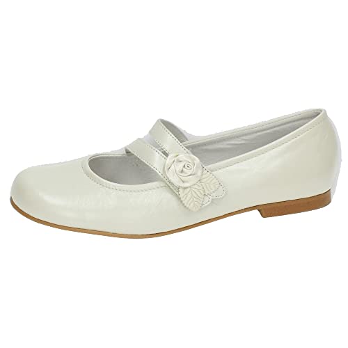 ANGELITOS 990 Mercedes Flor Piel NIÑA Zapato COMUNIÓN BEIG 34