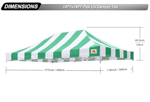 Image of ABCCANOPY Replacement Canopy Top for Pop Up Tent 10x15 Green Stripe
