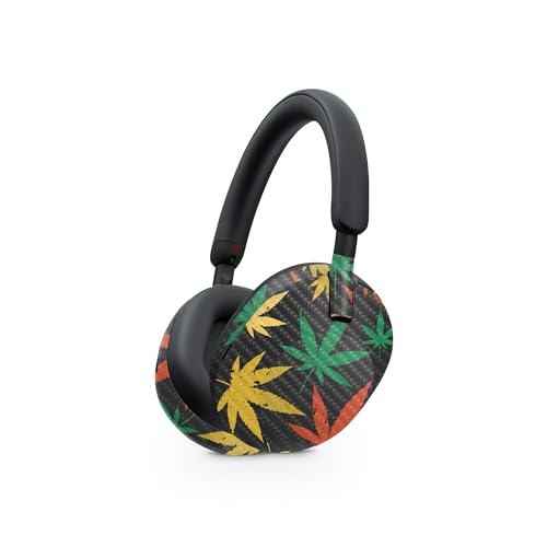 Image of MightySkins Carbon Fiber Skin Compatible with Sony WH-1000XM5 Headphones - Rastafari Kush | Protective, Durable Textured Carbon Fiber Finish | Easy to Apply