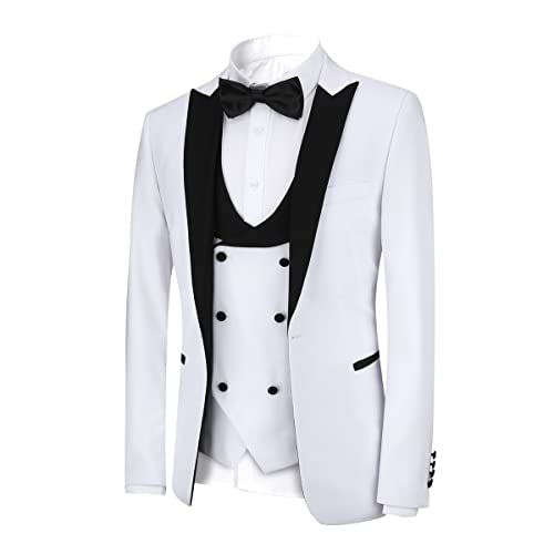 YFFUSHI Men's 3 Piece Suit Slim Fit One Button Prom Suits Set Blazer Vest Trousers4