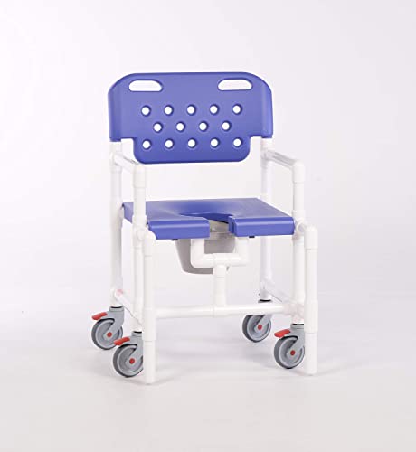 IPU ELT8250 MS Mid-Size Rolling Shower Chair for use Over Toilet, in The Shower and as a Bedside Commode… (ELT8250 MS R)