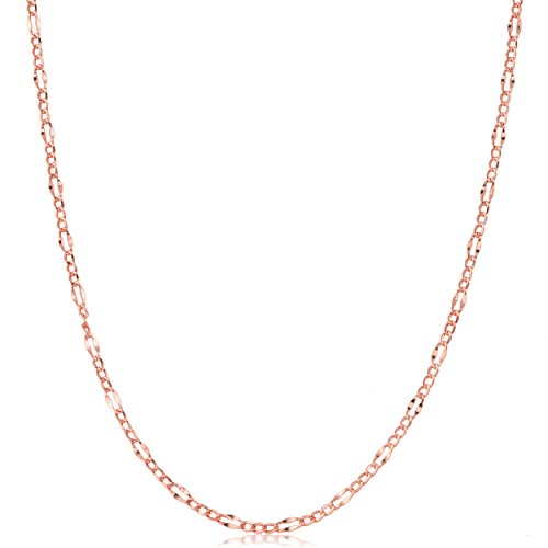 Kooljewelry 14k Rose Gold Figaro Link Chain Necklace (18 inch)