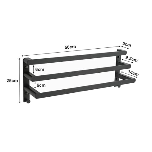 Toalleros con estante de almacenamiento negro de 50-60 cm para el baño o cocina 8