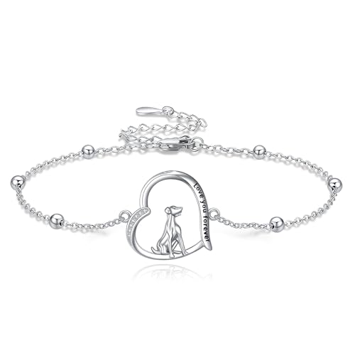 Bracelet animal dogue allemand argent sterling bijou pour amie des chiens