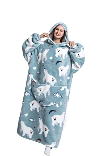 Pterygoid Extra Long Oversized Blanket Hoodie,Wearable Hooded Blanket Adult for Women and Men,Hoodie Blanket with Pocket,Fluffy Throw Sweatshirt - Image 2