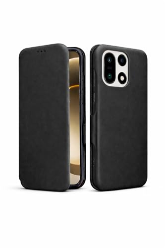 Image of Vegan Leather Wallet Case for OnePlus 15 5G, Premium PU Flip Cover with Card Slot, Magnetic Closure, Kickstand, Slim Durable Design, Privacy Protection - Black
