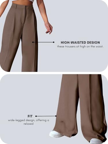 Image of GRECIILOOKS Women High Rise High Waist Trousers Flared Korean Style Formal Pants| Elegant Workwear for Office, College & Events (Available in Plus Size)