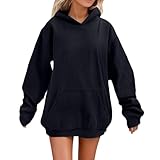 Generisch Damen Cord Hoodie Sweatshirt lässiger Pullover für Winter Alltag Campus Freizeit Bequeme Oversize Kapuzenjacke weiches Material (Navy, L)