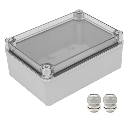 LeMotech Junction Box IP67 Waterproof Dustproof Electrical Box Project Box DIY Enclosure Gray with Transparent Clear Cover, External Size 6.9x4.9x3.0in (175x125x75mm)