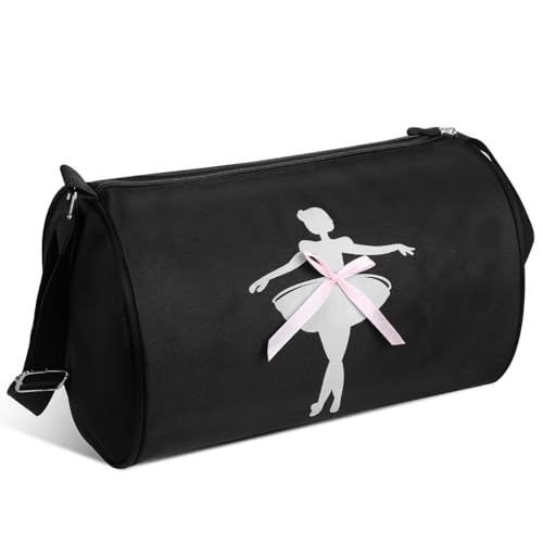 VALICLUD Ballett Rucksack Mädchen 12 Zoll Balletttasche Schwarz Für Ballett Zubehör Und Tanz Training Mit Reißverschluss Und Verstellbaren Riemen