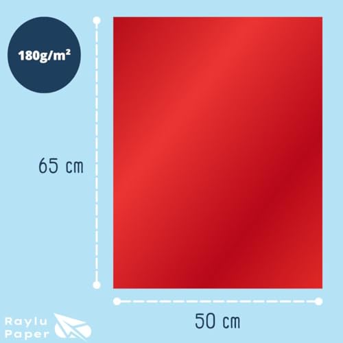 RAYLU PAPER Coloured Paper Metallic 50 x 65 cm, Pack of 10 180g/m², 210 x 297 mm - Image 2