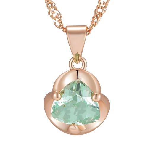 Collier pendentif zircon naturel vert idée cadeau femme or rose 585