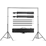 tripode para estudio fotografico SOPORTE Y FONDO ESTABLES: el soporte del kit está fabricado con una aleación de aluminio duradera y es lo suficientemente fuerte como para soportar cualquier tela de fondo que pese hasta 10 kg. Puede utilizar los fuertes clips de resorte para asegurar que su telón de fondo se mantenga en su lugar.