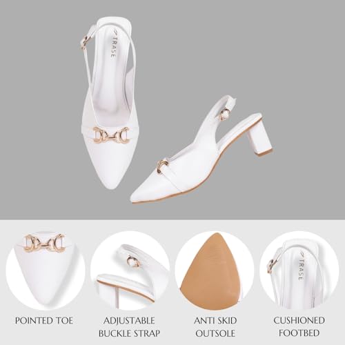 Image of TRASE Block Heels Sandals for Women, Flashy-I Stylish & Comfortable Footwear
