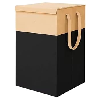 75L Laundry Basket for Clothes Laundry Bag Cloth Basket Non Woven Laundry Bags for Clothes Freestanding Clothes Storage Organizer for Bedroom Basket for Clothes Cloth Bin (Black - Cream)