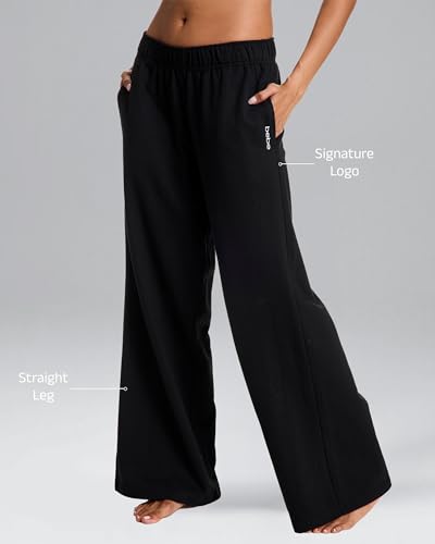 bebe Jogger or Wide Leg Sweatpants for Women, French Terry Baggy Sweatpants with Pockets, Womens Sweats2