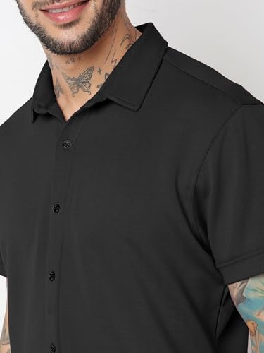 Image of Nobel Monk Men's Solid Casual Shirt |Half Sleeve | Regular Fit |Stylish Shirt for Men