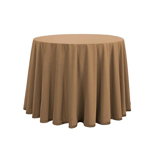 Donegal Collections Falda Mesa Camilla Redonda 80 cm Camel - Faldillas Mesa Camilla Invierno Altura Mesa 75 cm - Tejido Aterciopelado Ideal Otoño/Invierno, Fabricado 100% España