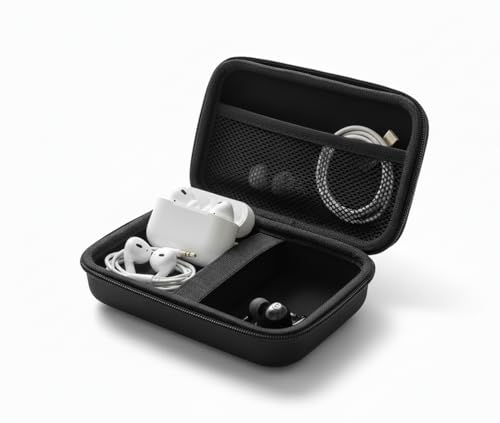 stoßfeste Schutztasche Hardcase Kopfhörer Tasche Case für in Ear Ohrhörer Hülle Schutzhülle Kopfhörer Aufbewahrung Etui Earphone Cover kompatibel mit Airpods, Earpods, MP3 Player usw.