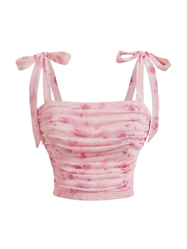 GORGLITTER Sommer Tops Damen Sexy Crop Top Mit Blumen Trägertop...