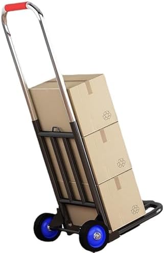 Heavy Duty Folding Dolly Cart with 3 Elastic Ropes, Portable Luggage Trolley for Travel & Office, 56x34x115cm, Durable Hand Truck, Black Utility Cart