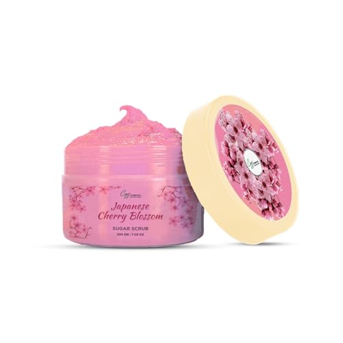 Image of CGG Cosmetics Japanese Cherry Blossom Sugar scrub|Exfoliation & Tan Removal | Skin Brightening | Deep Moisturization | 100% Vegan| 200GM