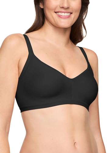 Warner's Womens Blissful Benefits Underarm-smoothing With Seamless Stretch Wireless Lightly Lined Comfort Rm3911w T-Shirt Bra, Black, Medium US