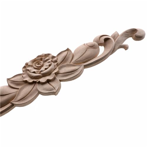 Rosa tallada en madera LVTFCO decoracion clasica artesanal de 50x10cm para muebles elegantes 5