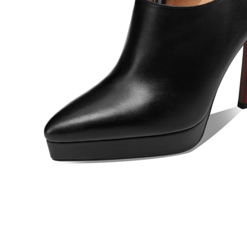 TinaCus Women's Pointed Toe Handmade Ankle Strap Buckle Platform Stiletto High Heels Zip Up Genuine Leather Pumps2