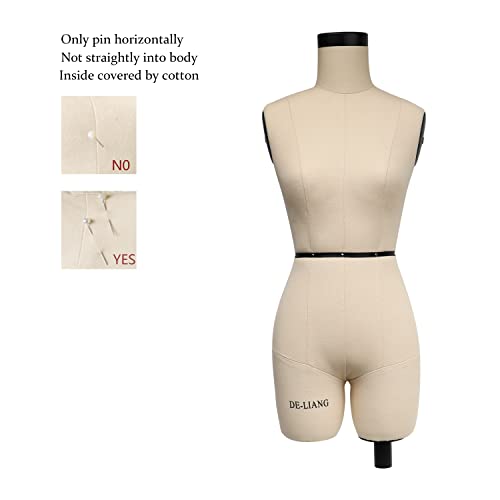 De-Liang Half Scale Dress Form（Not Adult Full Size） 1:2 Miniature Sewing Half Size Mannequin Not Fully Pinable Dressmaker Dummy 43Cm Body Height Female Torso Tailor Model For Draping Beige #TOP4