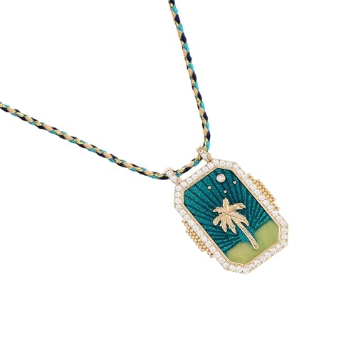 Collier ras du cou en corde de coton moderne avec pendentif amulette œil protecteur