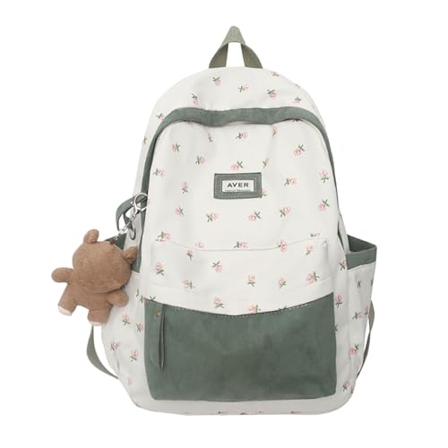 Genérico Mochila escolar adolescente mochila escolar menina menino mochilas escolares instituto homem mulher casual leve escola impermeável mochilas Aesthetic, verde