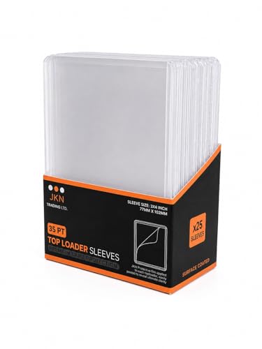 JKN Trading Card Top Loaders 4 x 3 Inch Clear Semi Rigid top loaders Card Sleeves Compatible with Trading Cards and Collectible Toploaders (25 Pack) Card top loaders Semi Rigid Card Holders